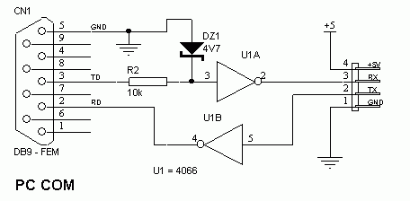 RS232 адаптер на логических микросхемах
